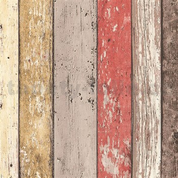 Vliesové tapety na stenu Wood'n Stone drevené dosky farebné