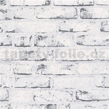 Vliesové tapety na stenu Wood'n Stone tehla bielo-sivá