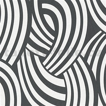 Vliesové tapety na stenu Pigment Art  Deco Waves čierno-biely MEGA ROLL - POSLEDNÉ KUSY