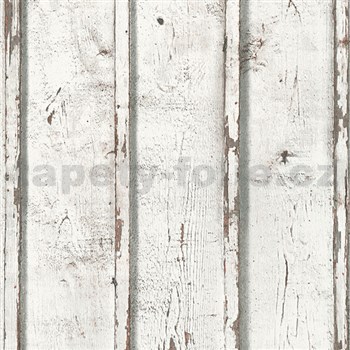 Vliesové tapety na stenu Wood'n Stone dosky drevené biele