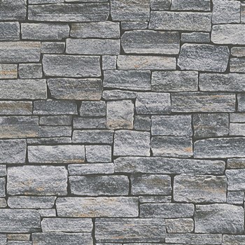 Vliesové tapety na stenu Wood'n Stone kameň skladaný sivo-hnedý