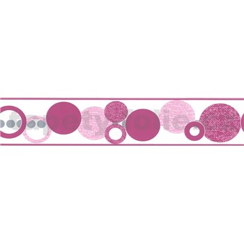 Samolepiaca bordúra kruhy ružové 5 m x 5,8 cm
