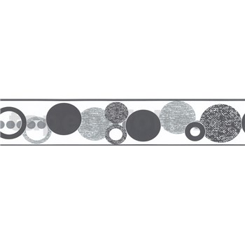 Samolepiaca bordúra kruhy sivé 5 m x 5,8 cm