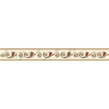 Samolepiaca bordúra ornamenty hnedé s kvetmi 5 m x 5,8 cm