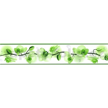 Samolepiaca bordúra kvety orchideí zelené 5 m x 5,8 cm