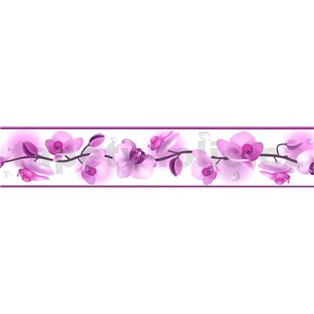 Samolepiaca bordúra kvety orchideí fialové 5 m x 5,8 cm