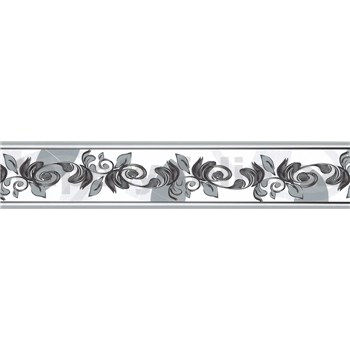 Samolepiaca bordúra ornamenty sivé 5 m x 5,8 cm