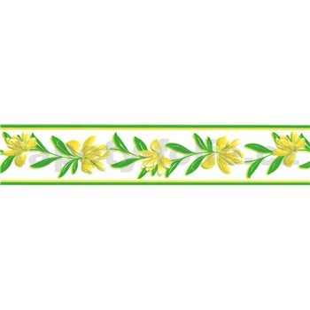 Samolepiaca bordúra kvety žlté so zelenými listami 5 m x 8,3 cm