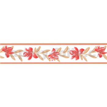 Samolepiaca bordúra kvety červené s hnedými listami 5 m x 8,3 cm