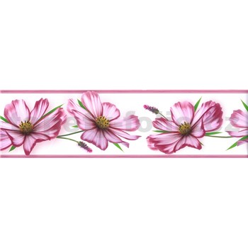 Samolepiace bordúry kvety ružové 5 m x 8,3 cm