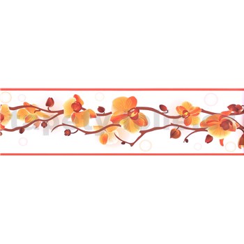 Samolepiaca bordúra orchidea oranžovo-hnedá 5 m x 8,3 cm - POSLEDNÉ KUSY