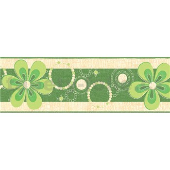 Samolepiace bordúry kvety zelené 5 m x 6,9 cm - POSLEDNÉ KUSY