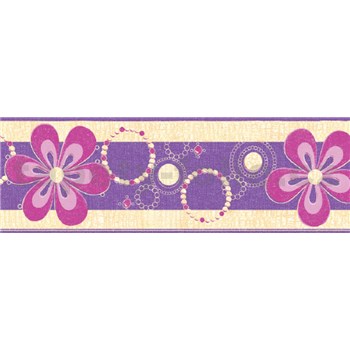 Samolepiace bordúry kvety fialové 5 m x 6,9 cm