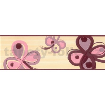 Samolepiace bordúry štvorlístok ružovo-hnedý 5 m x 6,9 cm