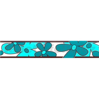 Samolepiaca bordúra - kvety tyrkysovo zelené 5 m x 6,9 cm