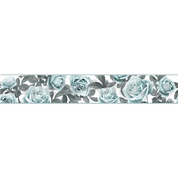 Samolepiace bordúry na stenu ruže modro-mintové 5 m x 8,3 cm