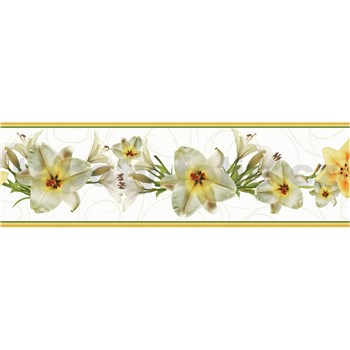 Samolepiace bordúry na stenu kvety ľalie žlté 5 m x 5,8 cm