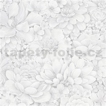Vliesové tapety na stenu Botanica kvety netraskov bielo-sivé