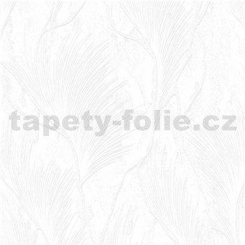 Vliesové tapety na stenu IMPOL designové listy strieborné na bielom podklade