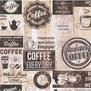 Papierové tapety na stenu retro cofee hnedé