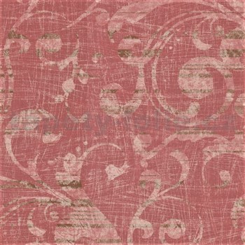 Vliesové tapety na stenu La Veneziana - barokný vzor zlatý červeno-ružovém podkladu - POSLEDNÉ KUSY
