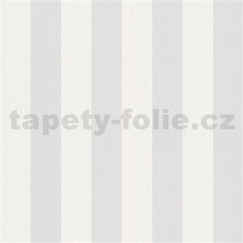 Vliesové tapety na stenu Ella pruhy biele s textilnou štruktúrou s trblietkami