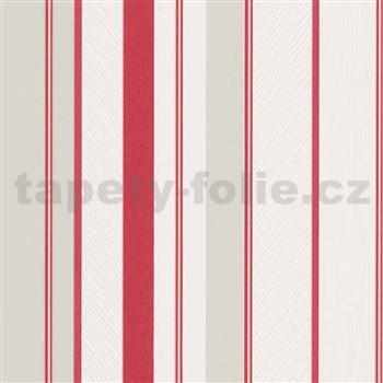 Vliesové tapety na stenu IMPOL Wall We Love pruhy štruktúrované červeno-sivo-biele