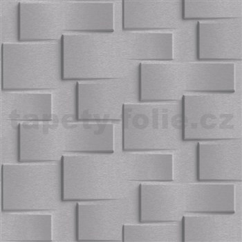 Vliesové tapety na stenu Exposure 3D metalický obklad tmavo sivý - POSLEDNÉ KUSY