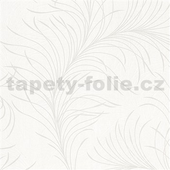 Vliesové tapety na stenu Felicita jemné listy krémové na svetlo sivom podklade - POSLEDNÉ KUSY