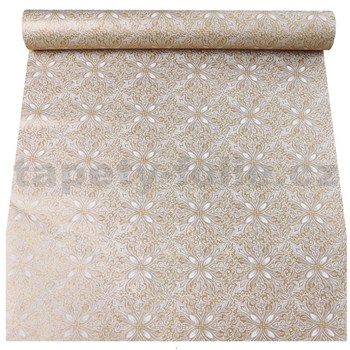 Samolepiace tapety ornamenty zlaté na bielom podklade 45 cm x 10 m