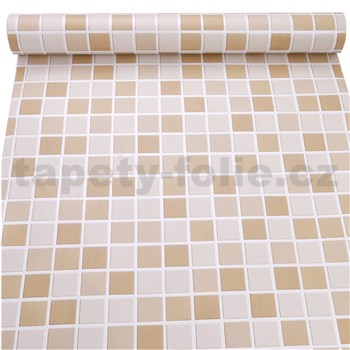Samolepiace tapety mozaika béžová so striebornou škárou 45 cm x 10 m