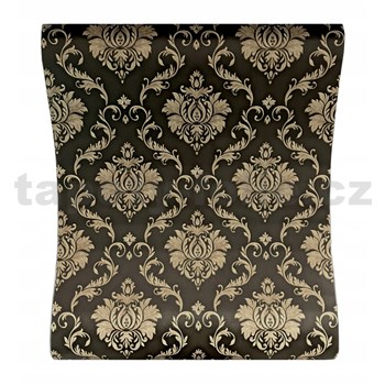 Samolepiace tapety zámocký vzor zlatý na čiernom podklade 45 cm x 10 m