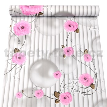Samolepiace tapety kvety s perlami 45 cm x 10 m