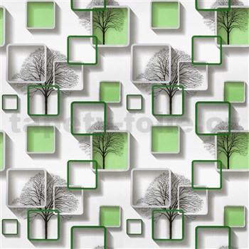 Samolepiace tapety stromy s rámčekmi s 3D efektom zelené 45 cm x 10 m