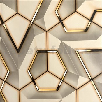 Samolepiace tapety 3D geometrický vzor sivo-zlatý tmavý 45 cm x 10 m