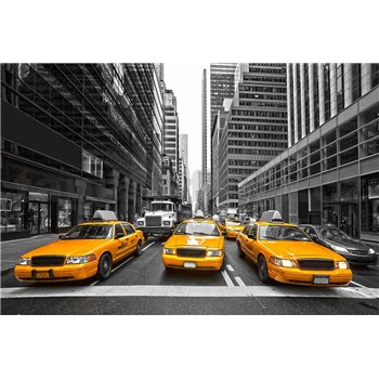 Vliesové fototapety žlté taxíky rozmer 375 cm x 250 cm - POSLEDNÉ KUSY