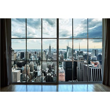 Vliesové fototapety výhľad z okna na Manhattan rozmer 375 cm x 250 cm