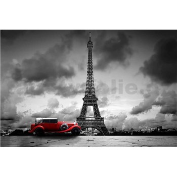Vliesové fototapety retro auto v Paríži rozmer 375 cm x 250 cm - POSLEDNÉ KUSY