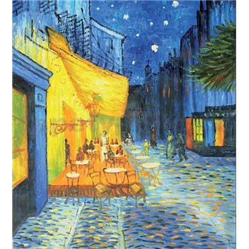 Vliesové fototapety terasa kaviarne v noci - Vincent Van Gogh rozmer 225 cm x 250 cm