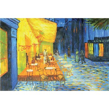 Vliesové fototapety terasa kaviarne v noci - Vincent Van Gogh rozmer 375 cm x 250 cm