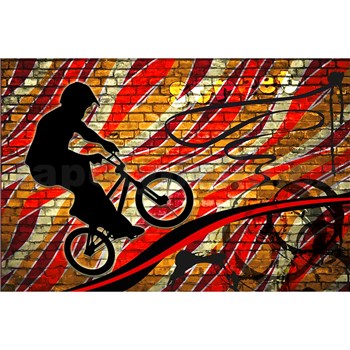 Vliesové fototapety bicycle red rozmer 375 cm x 250 cm