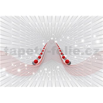 Vliesové fototapety 3D abstrakt bielo-červený rozmer 368 cm x 254 cm - POSLEDNÉ KUSY