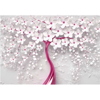 Vliesové fototapety rozkvitnutý strom bielo-ružový rozmer 368 cm x 254 cm