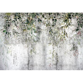 Vliesové fototapety betónová stena s popínavými rastlinami rozmer 368 cm x 254 cm