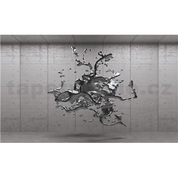 Vliesové fototapety 3D sivý abstrakt na betónovom podklade, rozmer 312 cm x 219 cm