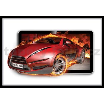 Vliesové fototapety červené auto v ohni rozmer 152,5 cm x 104 cm