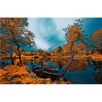 Vliesové fototapety rieka na jeseň rozmer 375 cm x 250 cm