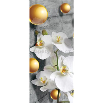 Vliesové fototapety orchidea a 3D guličky rozmer 91 cm x 211 cm