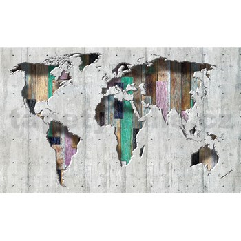 Vliesové fototapety 3D mapa sveta, rozmer 416 cm x 254 cm