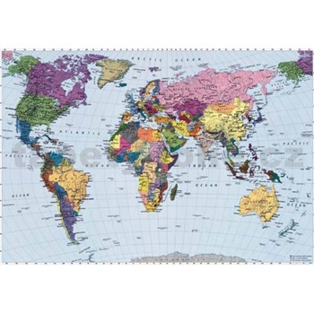 Fototapeta World Map, rozmer 254 cm x 184 cm